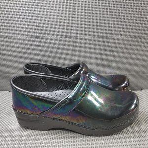Womens Sz 8.5 Petrol Dansko Professional Patent Leather Clogs